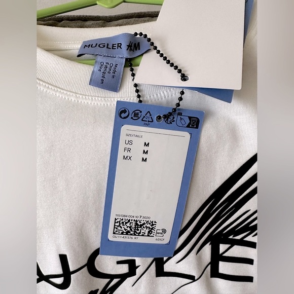 Thierry Mugler x H&M Women’s White Logo Designer Star Printed T-Shirt Medium NWT - Picture 14 of 16